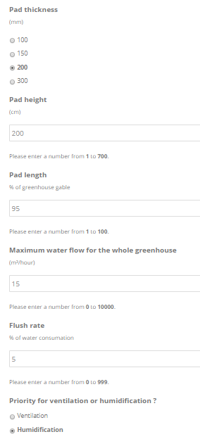 pad fan cooling greenhouse parameters
